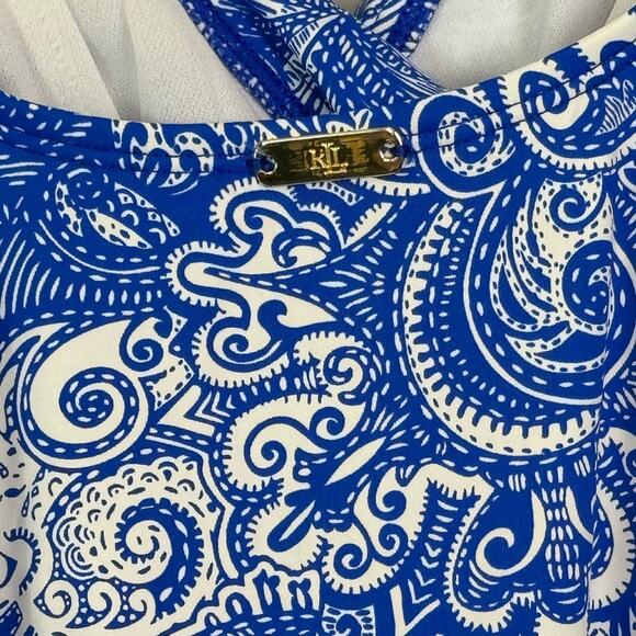 LAUREN RALPH LAUREN Artisanal Woodblock Ruffle Tummy Control One Piece 14 NWT - Picture 6 of 6